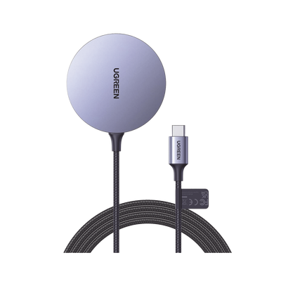 Cargador inalámbrico magnético | 15w | tecnología magsafe |  certificado mfm | modulo de carga original | carga rápida | fuerte absorción magnética | cable de malla de nylon trenzado | 1.5 metros | multi protecci&