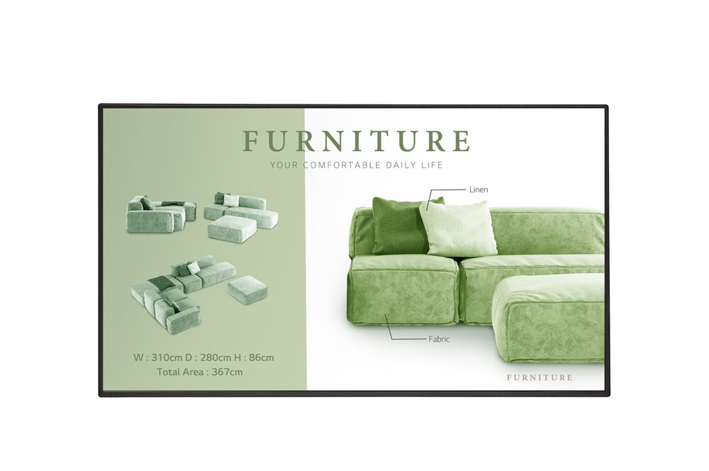 Monitor de señalizacion digital lg de 43 plg uso 24 7 brillo 500 nits, bisel t