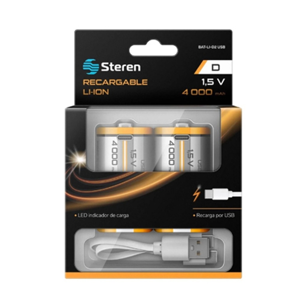 Bateria Recargable Steren BAT-LI-D2 USB Tipo Li-ion Tipo D 4000MAh