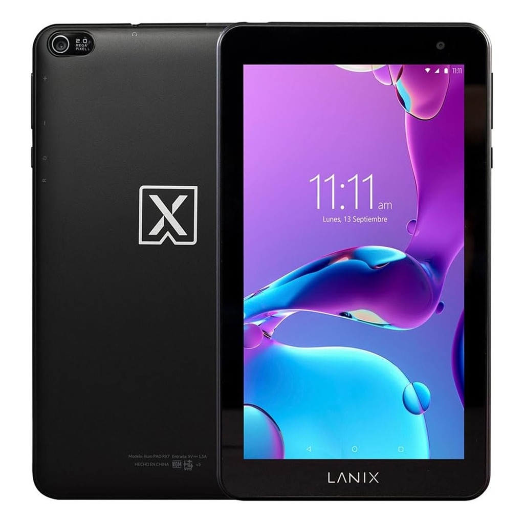 Tableta Lanix Ilium PAD RX7 V4 7" 1020x600 TN 4+32GB 0.3+2MP Android 14 Procesador RK3562 24000mAhc