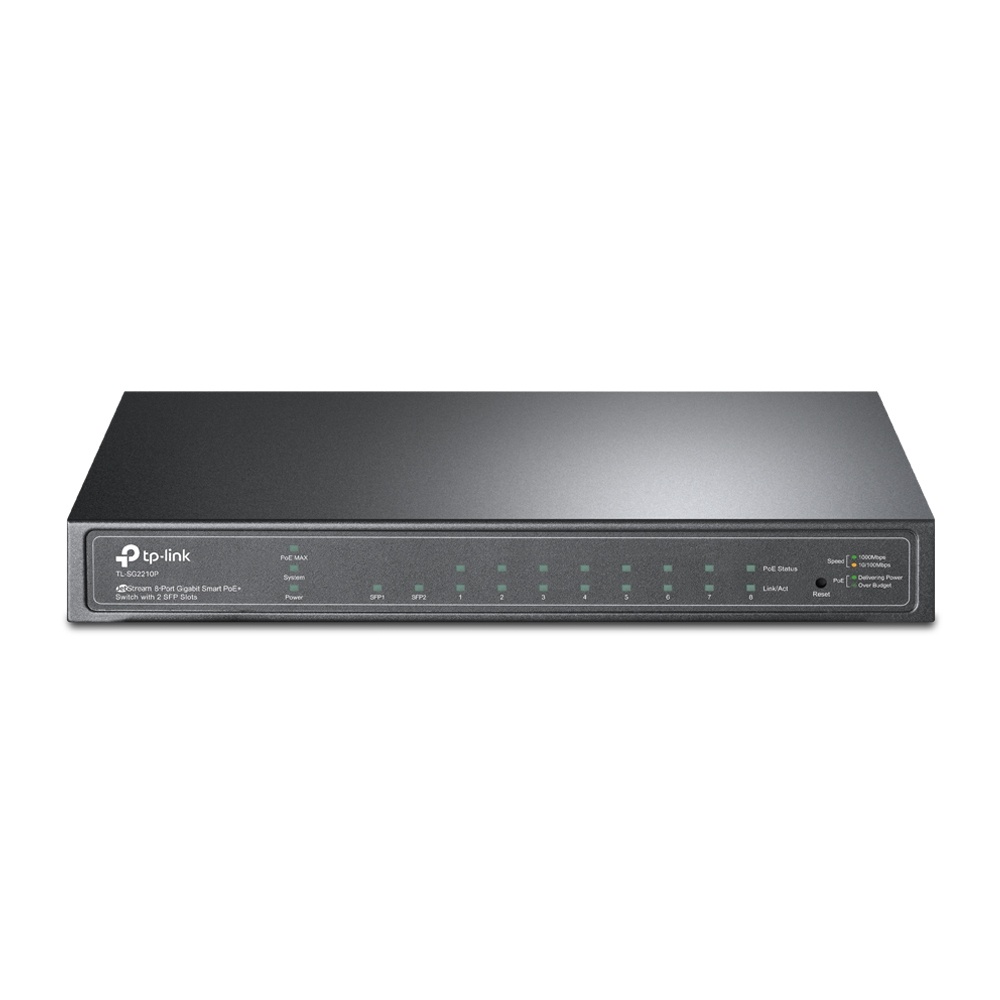 Switch TP-Link Gigabit Ethernet TL-SG2210P 8 Puertos 10/100/1000Mbps + 2 Puertos SFP 8000 Entradas 20 Gbit/s Gestionado