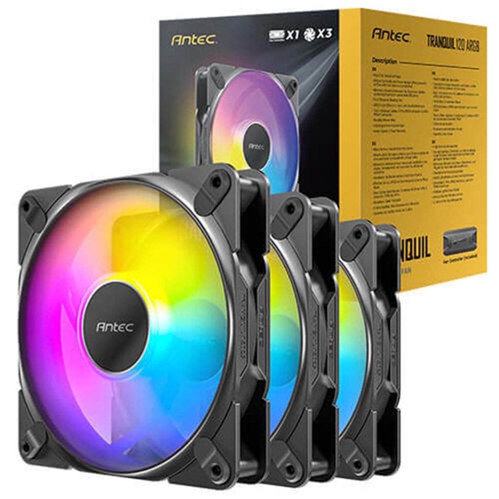 Kit De 3 Ventiladores Para Gabinete Antec Tranquil 120 ARGB 120mm 2000RPM RGB