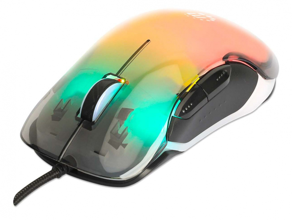 Mouse Manhattan Óptico 190381, Inalámbrico, USB-A, 12800 DPI, Transparente