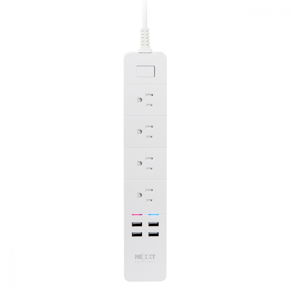 Nexxt Solutions Supresor de Picos NHP-E610, 4 Salidas, 4 Puertos USB, 900 Joules