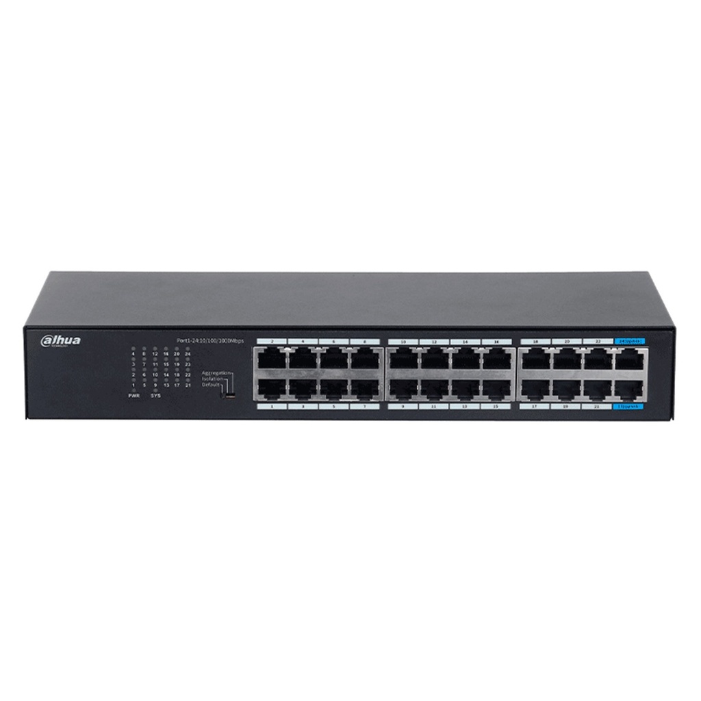 Switch Dahua Gigabit Ethernet DH-S3024-24GT 24 Puertos 10/100/1000Mbps 35.7 Gbit/s 16000 Entradas No Administrable