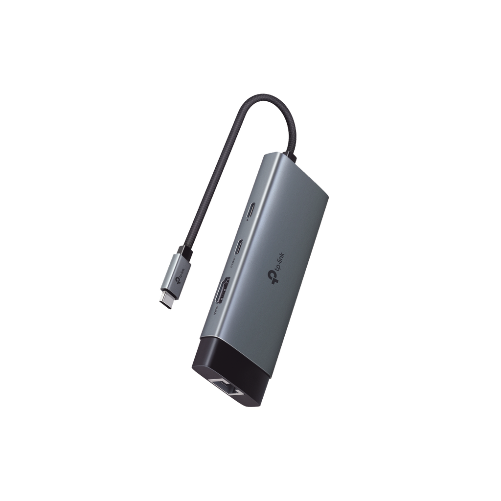 Adaptador hub 6 en 1, 1 puerto usb-c entrada, 1 puerto hdmi 4k, 1 puerto ethernet gigabit, 1 puerto usb-c y 2 puertos usb-a