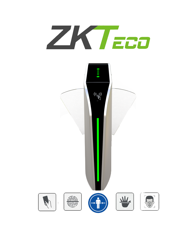 Zkteco fbl320 - barrera peatonal central retraible / acero sus304 / aleta de acrílico / 110v / 35 personas x min / carril 60 cm 
