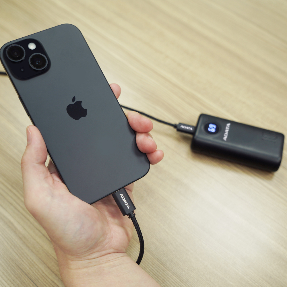 Cable adata usb-c a usb-c 200cm nailon trenzado negro (cacc-200pn-bk)