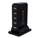 Hub 7 puertos usb 2.0 con cargador a c marca techzone