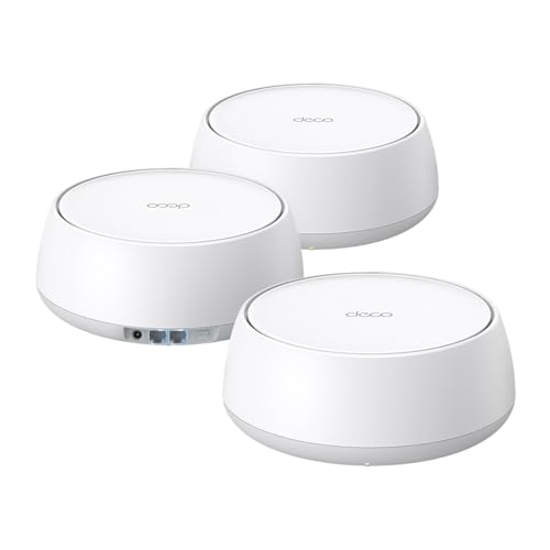 Kit 3 routers inalámbrico mesh interior para hogar / doble banda wi-fi 7 be3600 mbps / 2 puerto 2.5 gigabit wan/lan / 4 antenas internas / operación multi-link mlo / administración mediante la app deco (ios, android) / homeshield
