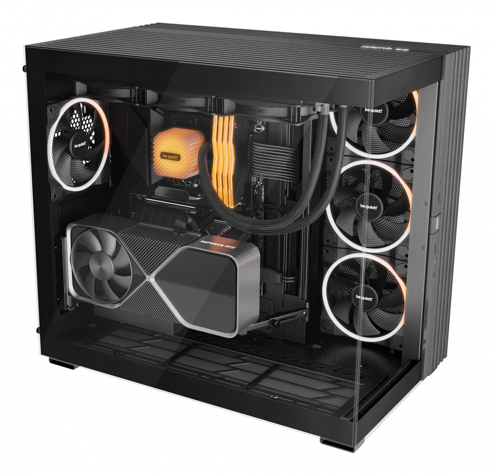 Gabinete be quiet! prepárese para prácticamente cualquier componente de pc disponible y haga de light base 900 fx black con ventiladores argb -