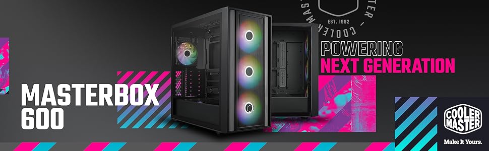 Gabinete gaming cooler master masterbox 600 argb mb600-kgnn-s00 - color negro