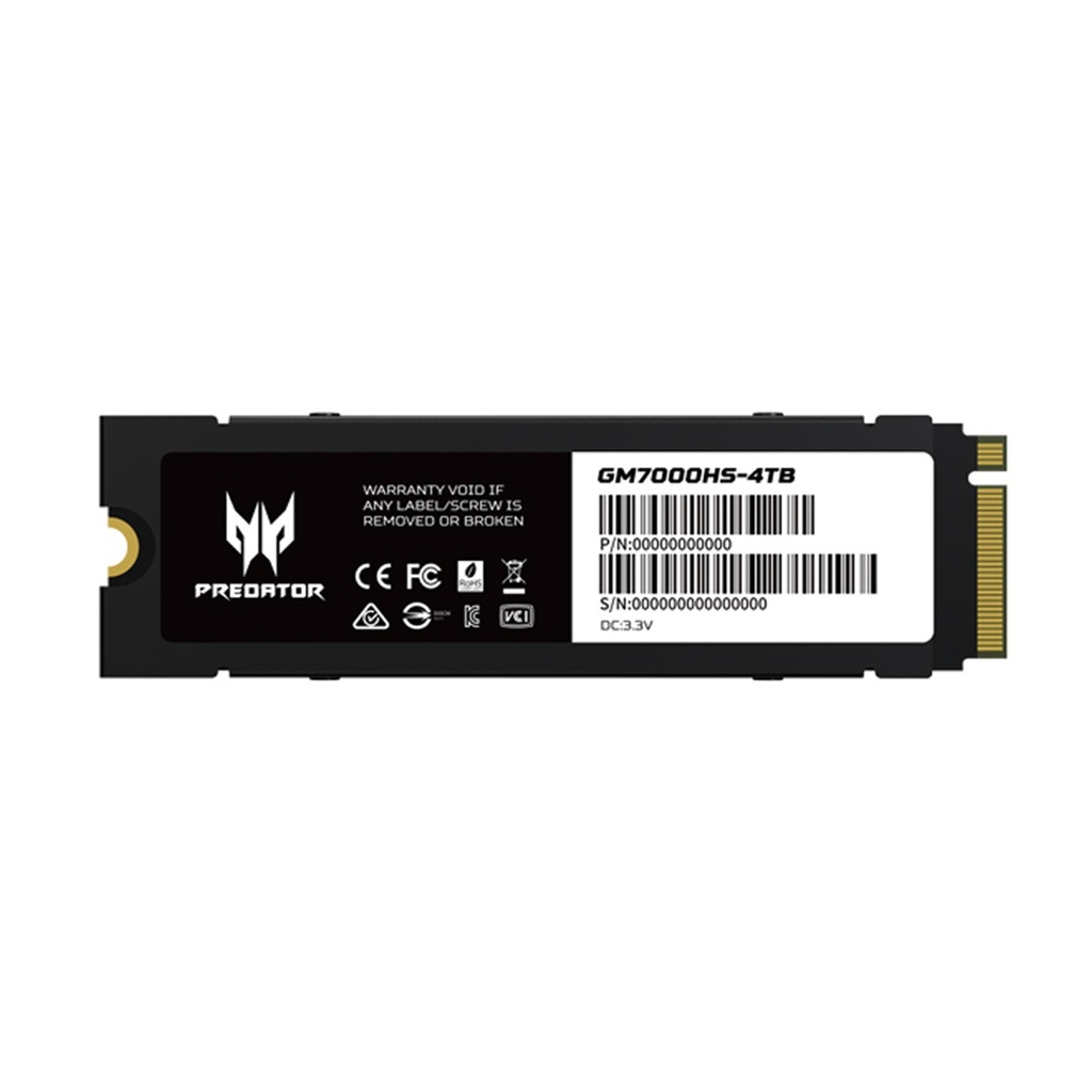 Unidad SSD M.2 Predator 4TB BL.9BWWR.124 GM7000 Heatsink 7400 Mb/s