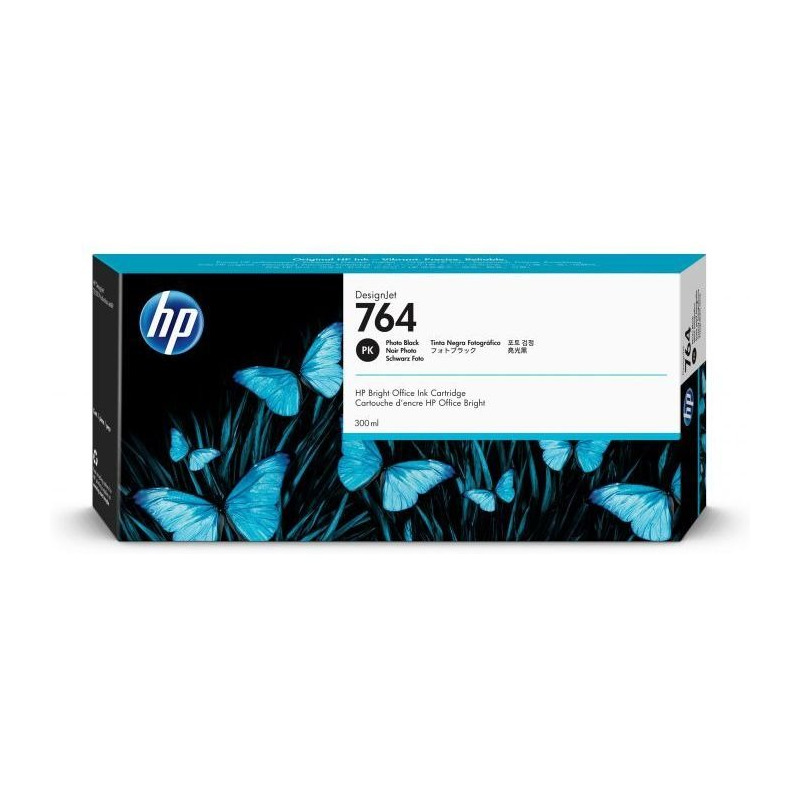 Tinta hp lf 764 designjet negro fotografico 300ml