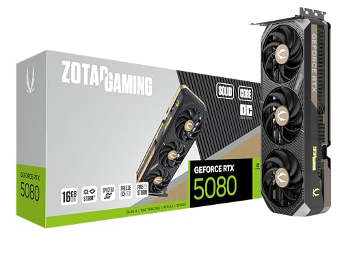 Tarjeta de video zotac zt-b50800j2-10p rtx 5080 solid core oc 16gb gddr7 2640 mhz pcie 5 3*fan