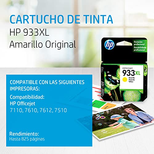 Cartucho hp 933xl amarillo para 7110 7610 cn056al