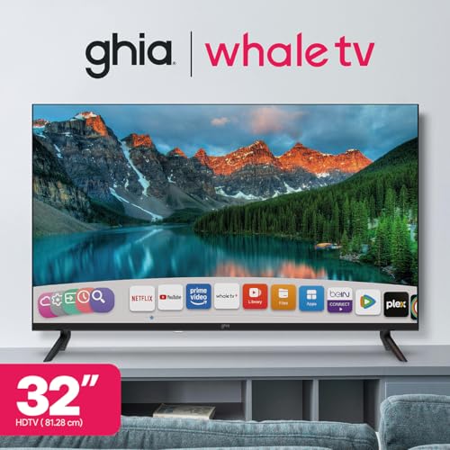 Television smart ghia whale tv, 32 pulg hd, wifi, rj45, 3 hdmi, 2 usb, rca, aux 3.5mm, optico, dolby audio