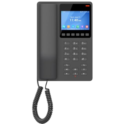 Teléfono ip wifi hotelero con pantalla lcd a color, 2 líneas sip con 2 cuentas, codec opus, ipv4/ipv6, color negro, con gestión en la nube gdms