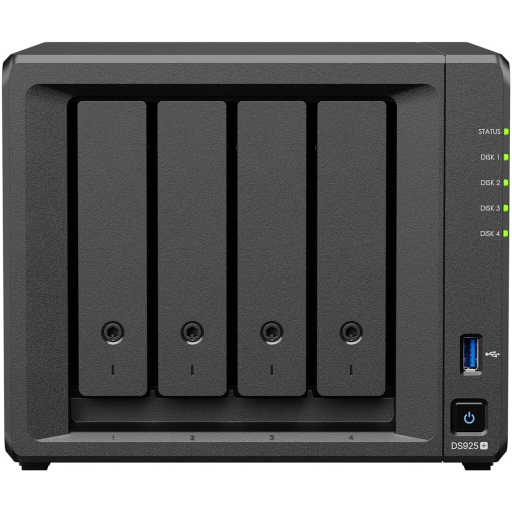 NAS 9 Bahías Synology DiskStation DS925+ AMD Ryzen Embedded V1500B 4GB RAM M.2 SATA III máx 180TB 