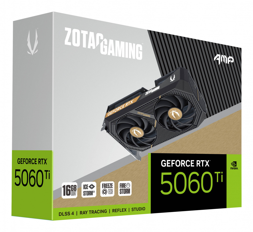 Tarjeta de video zotac zt-b50620f-10m rtx 5060ti amp 16gb gddr7 2632 mhz pcie 5 hdmi 3*dp 2*fan