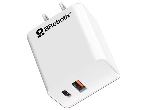 BRobotix Cargador de Pared 6005552, 38W, 1x USB-C, 1x USB-A, Blanco