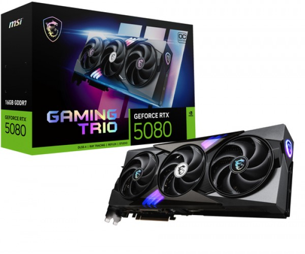 Tarjeta de video msi gaming geforce rtx 5080 16g gaming trio oc, 256 bit, gddr7, pci express x16 5.0