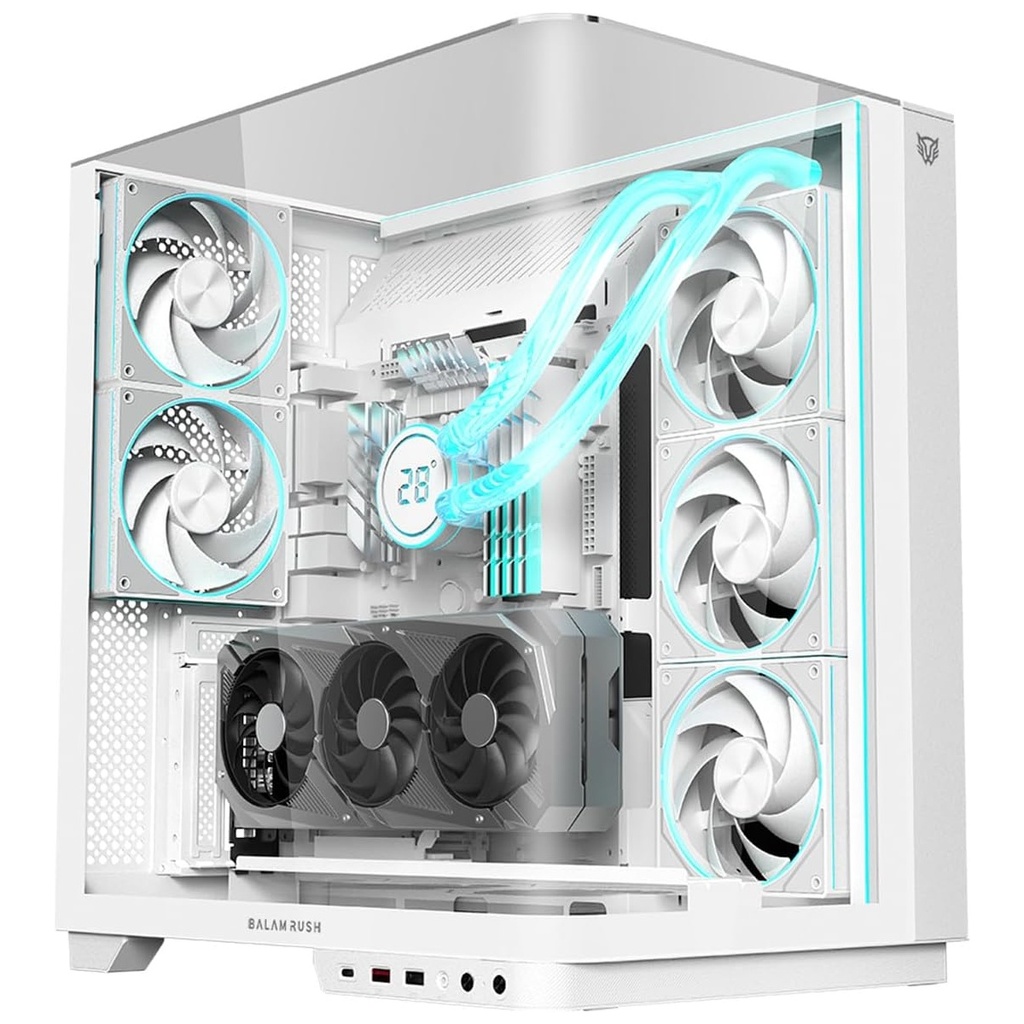 Gabinete Balam Rush Tank Expert Curve 7800 Midi-Tower ATX/Micro-ATX/Mini-ITX USB 2.0/3.0 sin Fuente 5 Ventiladores Instalados