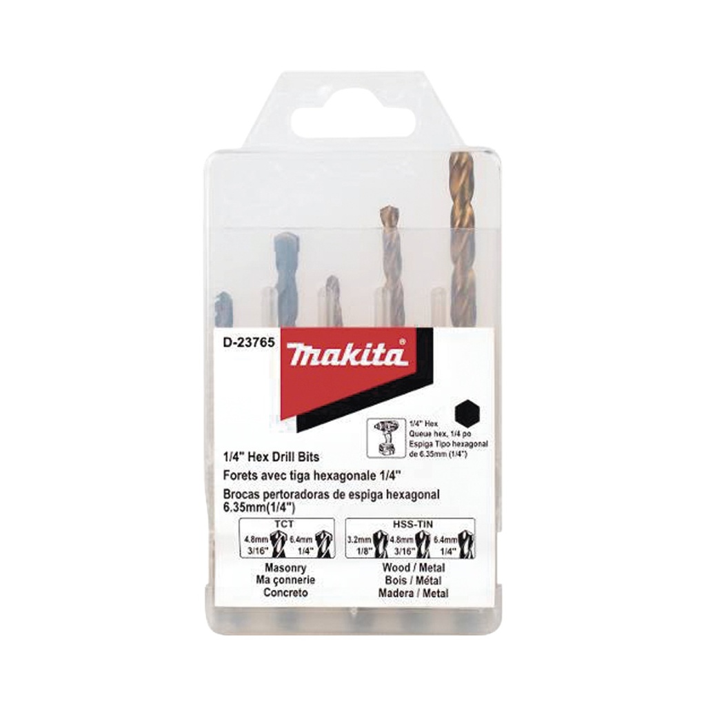 Juego de Brocas Makita D-23765 5 Piezas Inserción Hexagonal De 1/4"