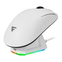 Mouse game factor mow800, inalambrico, base magnetica de carga rgb, 25,000dpi, blanco