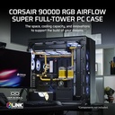 Gabinete corsair cc-9011273-ww icue link 9000d airflow cristal temp sin fuente negro