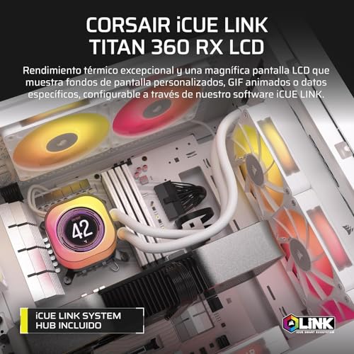Ventilador p/cpu corsair cw-9061026-ww icue link h150i lcd aio 360mm enfriamiento liquido blanco