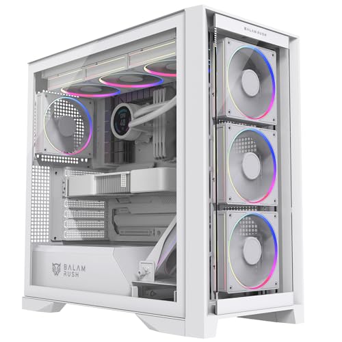Gabinete gamer balam rush carbono polar twin mate 9900, media torre, atx/micro-atx/mini-itx, 5x vent., blanco