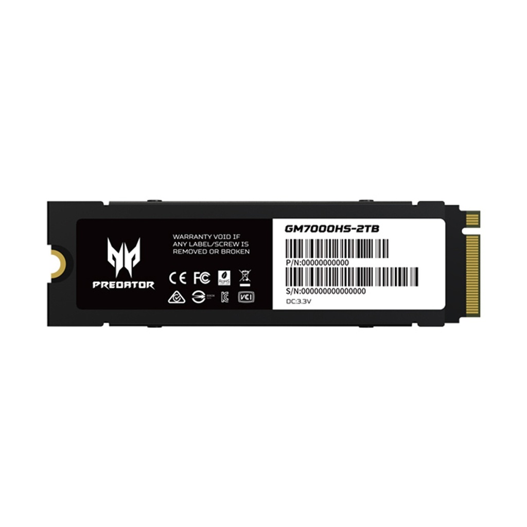 Unidad SSD Acer Predator GM7000 NVMe 2TB M.2 6700 MB/s Escritura 7400 MB/s Lectura PCI Express 4.0