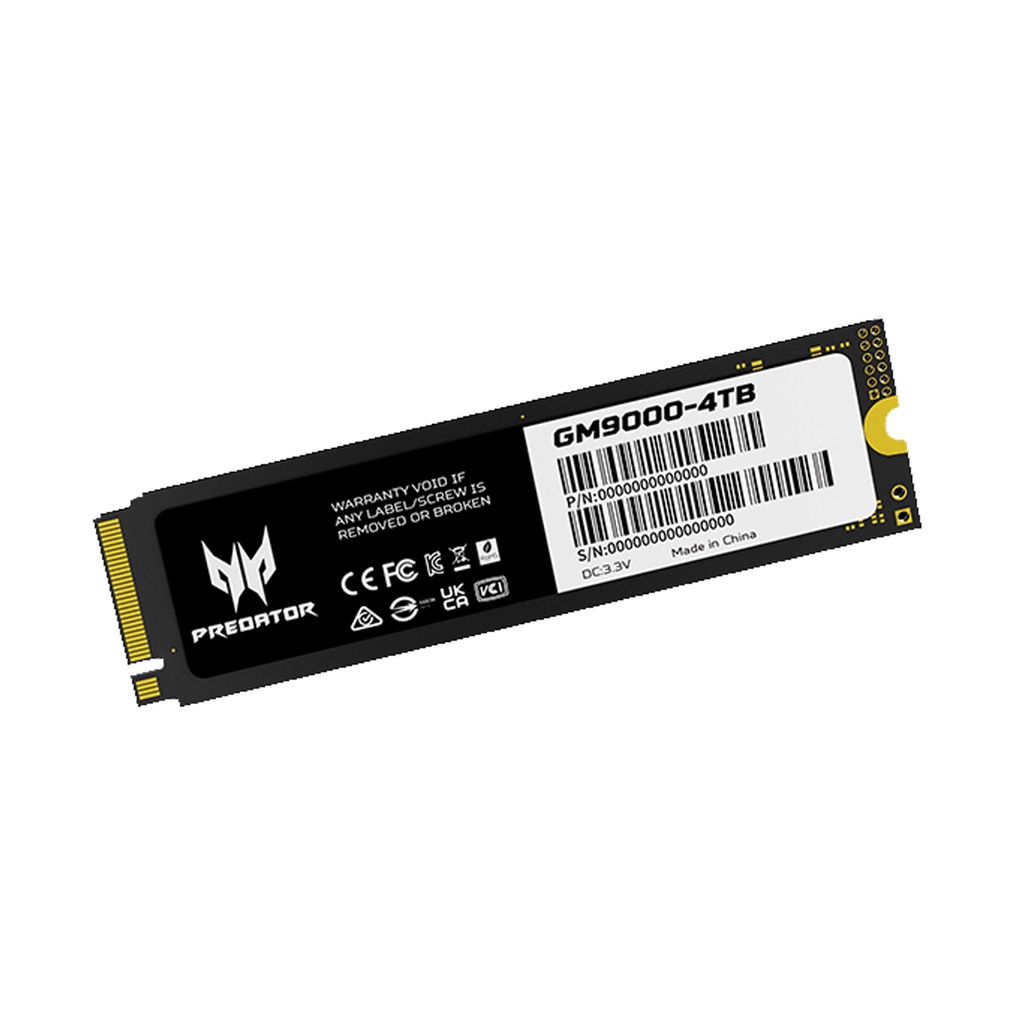 Unidad SSD Acer Predator GM9000 NVMe 4TB M.2 13000 MB/s Escritura 14000 MB/s Lectura PCI Express 5.0