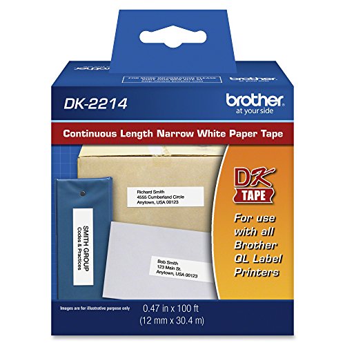 Cinta etiquetadora brother dk2214 papel negro sobre blanco de longitud continua 12mm 30.48m