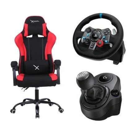 Bundle palanca + volante logitech + silla x20 xzeal