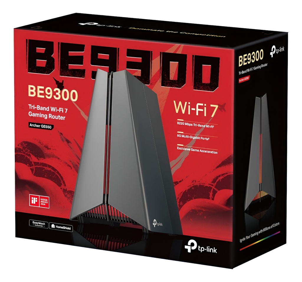 TP-Link Router Gaming Archer GE550 MU-MIMO Firewall, Wi-Fi 7, 1 x RJ-45, Alámbrico/Inalámbrico, Triple Banda 2.4/5/6 GHz