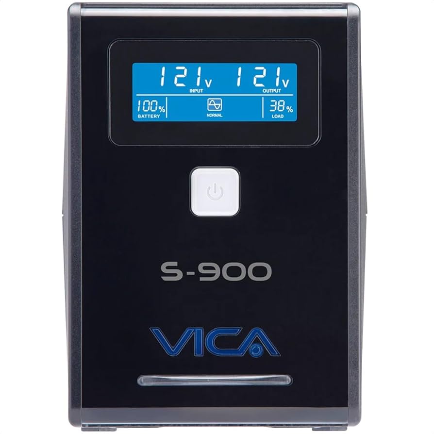 No break interactivo S900, 900VA/550W, entrada 127 VCA 60 Hz, salida 120 VCA, 4 tomas reguladas/4 reguladas y respaldadas, RJ11, pantalla LCD