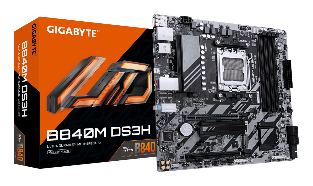 Tarjeta Madre Gigabyte B840M DS3H, Micro-ATX, Socket AM5, AMD B840, 256GB DDR5, HDMI/DP para AMD