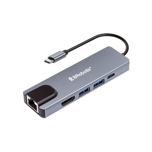 Docking Station USB C BRobotix 6000694 2x USB 3.0 1x HDMI 1x RJ-45 1x USB C