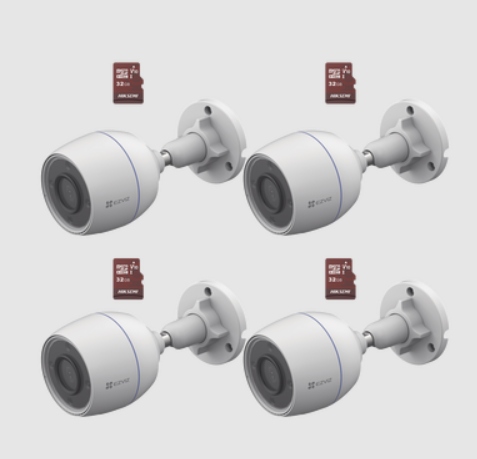 Ezviz Kit de Vigilancia CS-H3C/KM4 de 4 Cámaras IP + 4 Memorias microSD 32GB