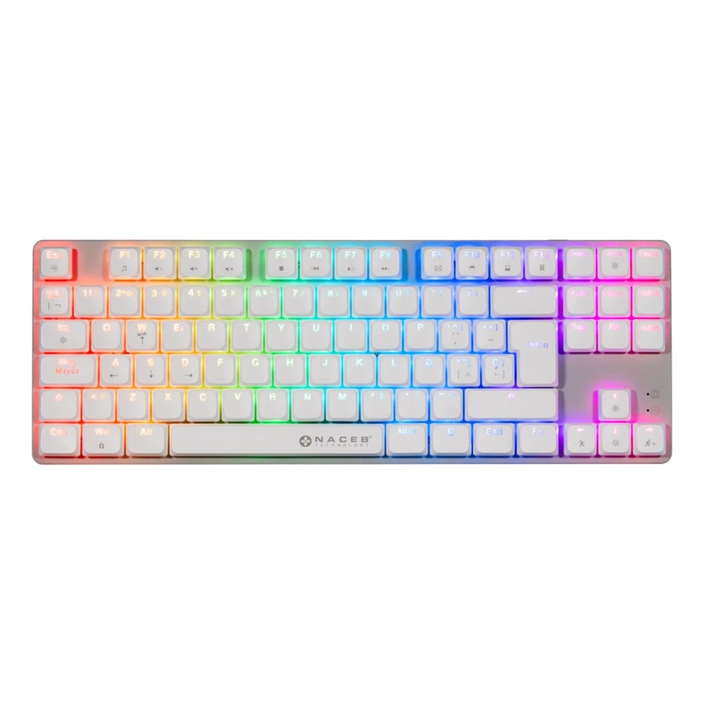 Teclado Gamer Mecánico Naceb NA-0971 LED RGB TKL Huano Red Alámbrico USB Español