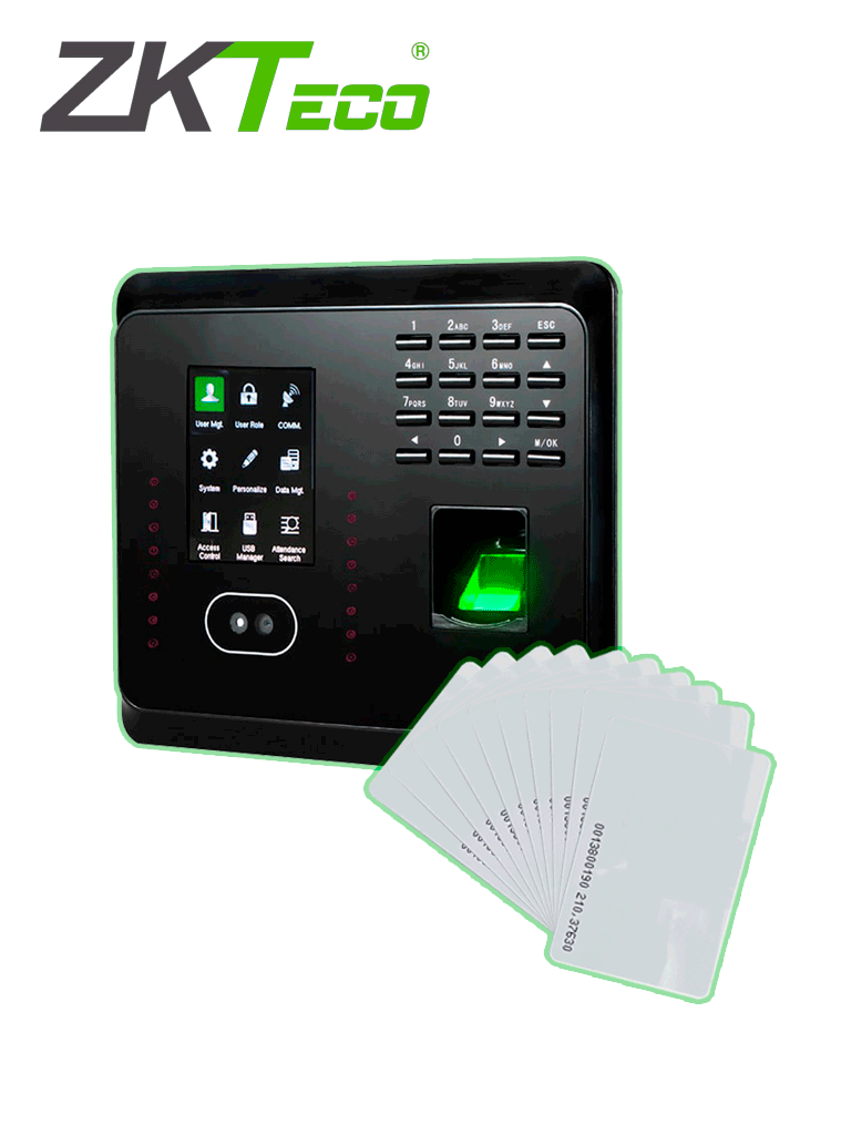 Zkteco mb360idp- paquete de control de acceso y asistencia con 10 tarjetas de proximidad id de 125khz