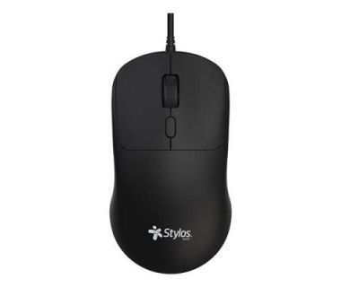 Mouse alambrico stylos stpmoa8b 1600 dpi 4 botones usb negro