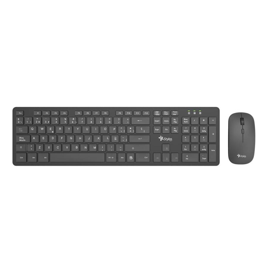 Kit de Teclado y Mouse Stylos SKM100, Inalámbrico, USB, Negro, Español