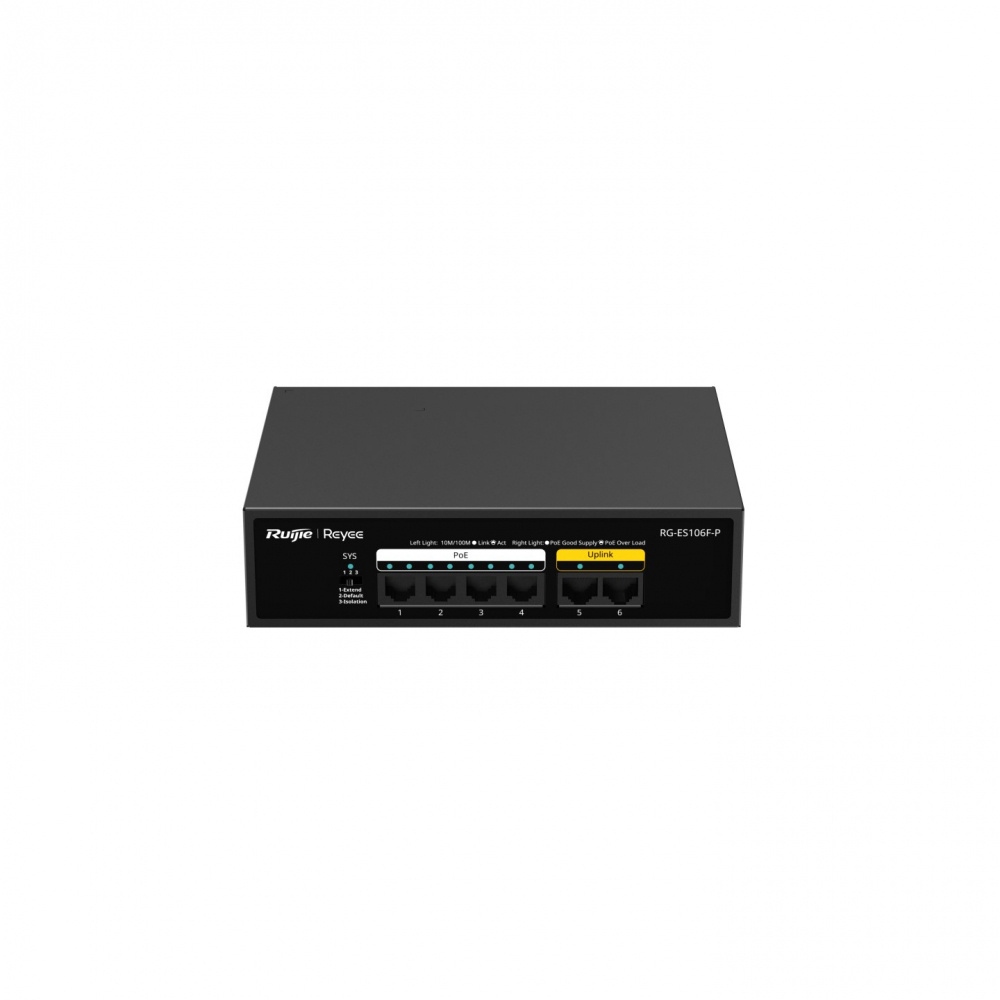 Switch Ruijie RG-ES106F-P, 6 Puertos Fast Ethernet 10/100, 1.2 Gbit/s, 2000 Entradas, No Administrado