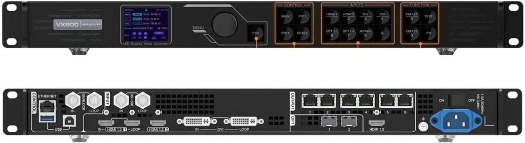DAHUA VX600 - Control para diplay LED/ 3.9 Millones de Pixeles/ 2 Entradas HDMI/ 4 puertos de salida Rj45