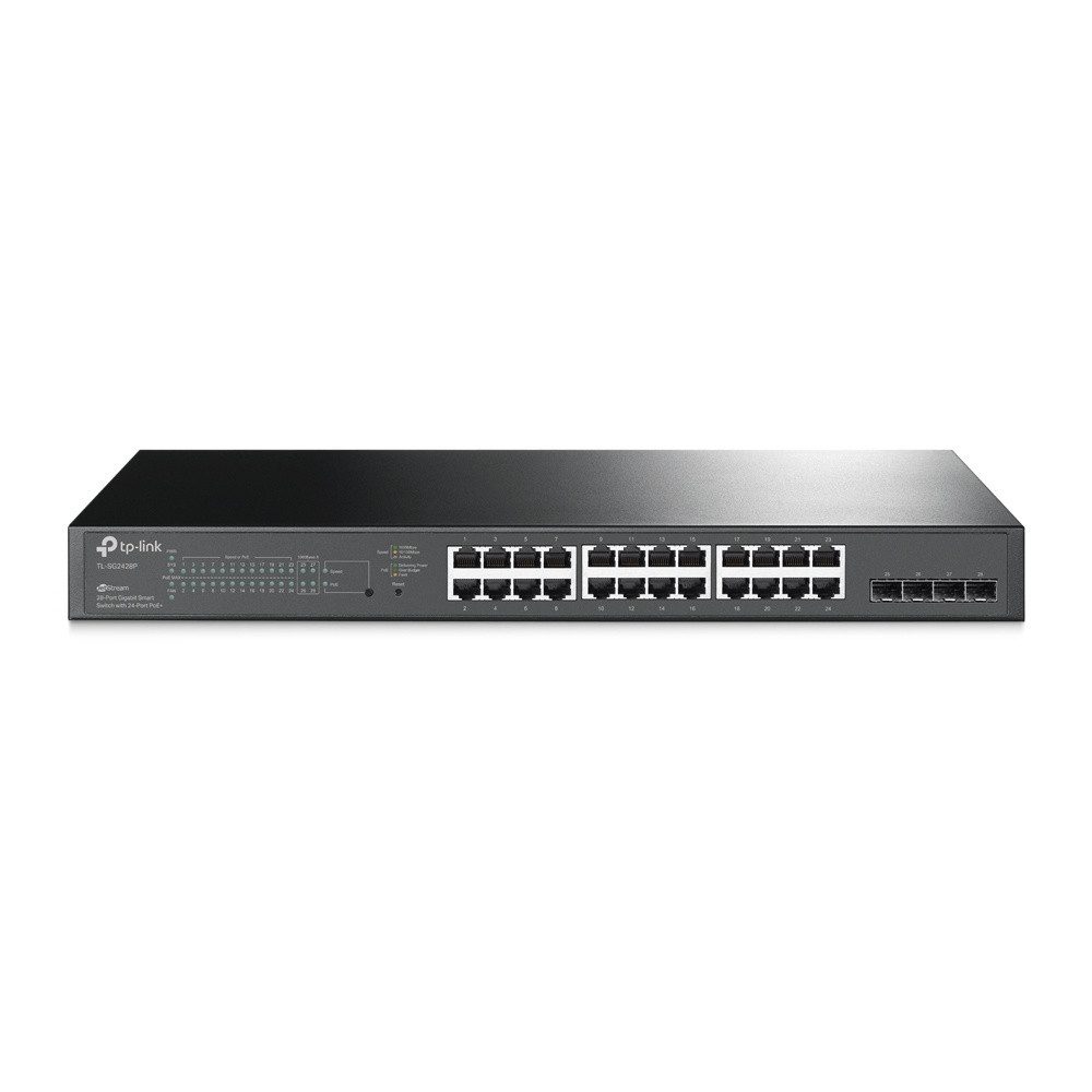 Switch TP-Link TL-SG2428P, 24 Puertos Gigabit Ethernet 10/100/1000, 4 Puertos SFP, 56 Gbit/s, 8000 Entradas, Administrado