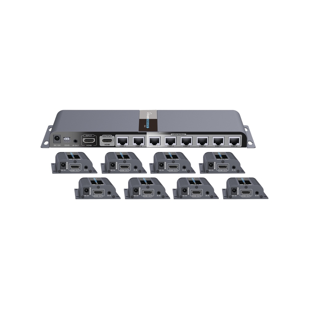 Kit completo; distribuidor de 1 entrada hdmi a 8 salidas a 1080p    