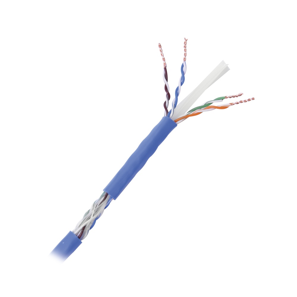 Bobina de 1000 metros cable cat6+ calibre 23 alto desempeño, etl,ul, con garantía de por vida, color azul, super flexible, de 10